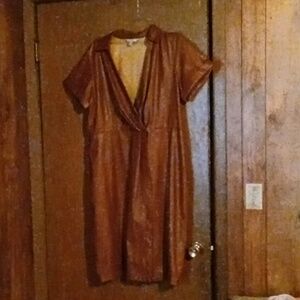 A leather brown dress